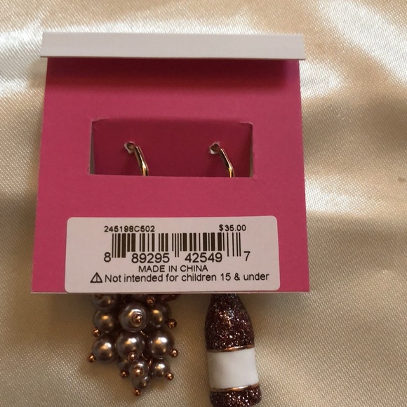 Betsey Johnson Rose Gold Tone Champagne & Grape Bunch Mismatch Drop Earrings - Picture 10 of 11